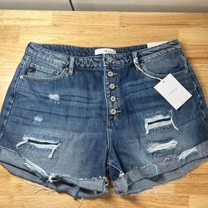KanCan high rise patched destroyed shorts